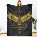 Golden Spiritual Bird Print Blanket