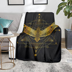 Golden Spiritual Bird Print Blanket