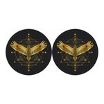 Golden Spiritual Bird Print Car Coasters
