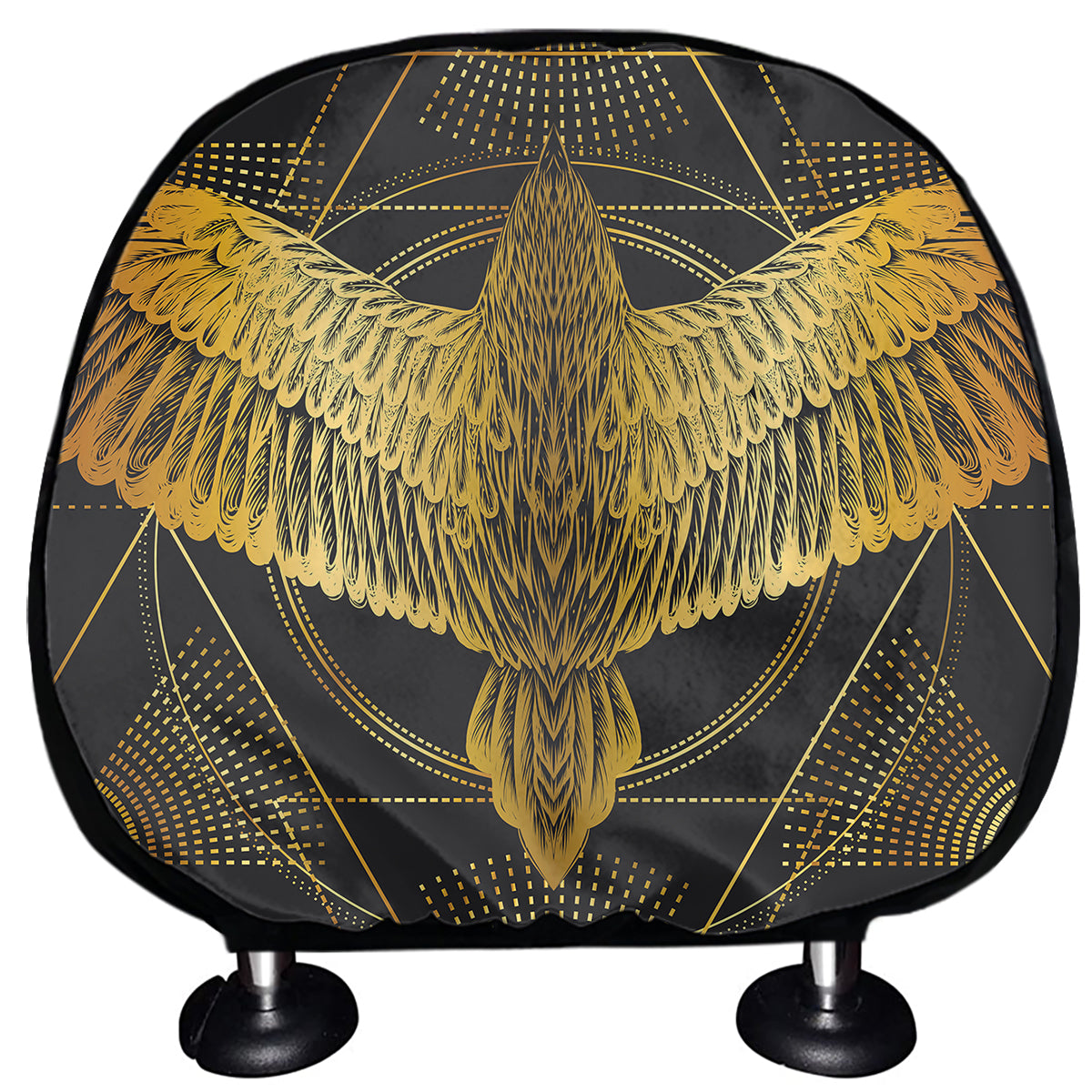 Golden Spiritual Bird Print Car Headrest Covers