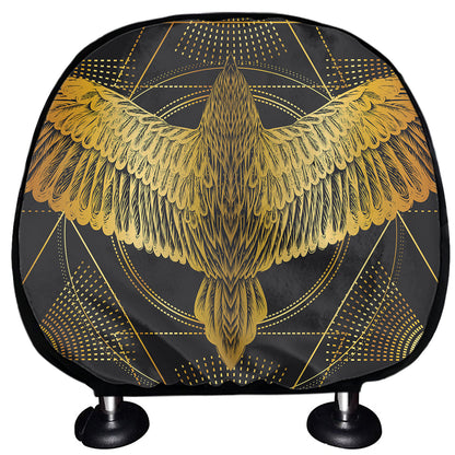 Golden Spiritual Bird Print Car Headrest Covers