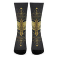 Golden Spiritual Bird Print Crew Socks