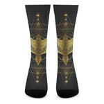 Golden Spiritual Bird Print Crew Socks
