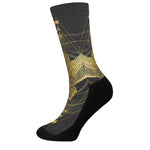 Golden Spiritual Bird Print Crew Socks