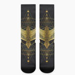 Golden Spiritual Bird Print Crew Socks