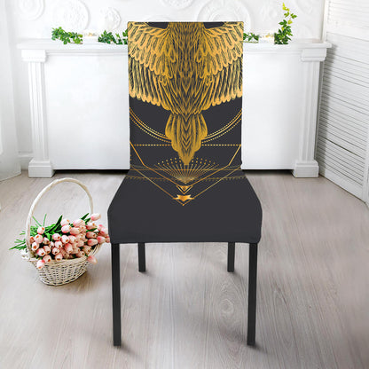 Golden Spiritual Bird Print Dining Chair Slipcover