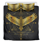 Golden Spiritual Bird Print Duvet Cover Bedding Set
