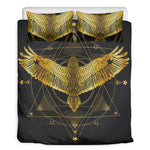 Golden Spiritual Bird Print Duvet Cover Bedding Set