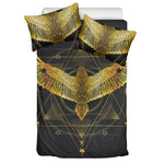 Golden Spiritual Bird Print Duvet Cover Bedding Set