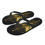 Golden Spiritual Bird Print Flip Flops