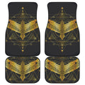 Golden Spiritual Bird Print Front and Back Car Floor Mats