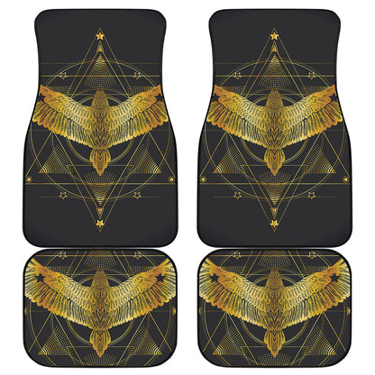 Golden Spiritual Bird Print Front and Back Car Floor Mats
