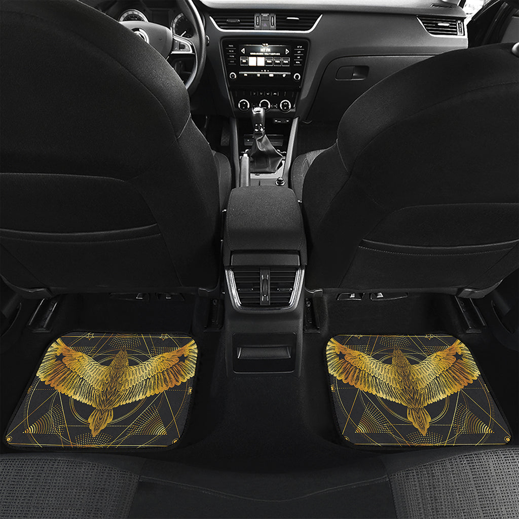 Golden Spiritual Bird Print Front and Back Car Floor Mats