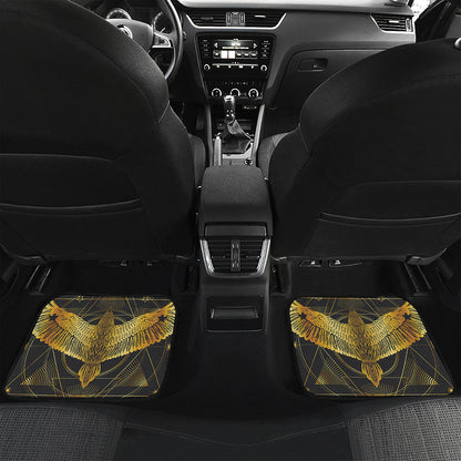 Golden Spiritual Bird Print Front and Back Car Floor Mats