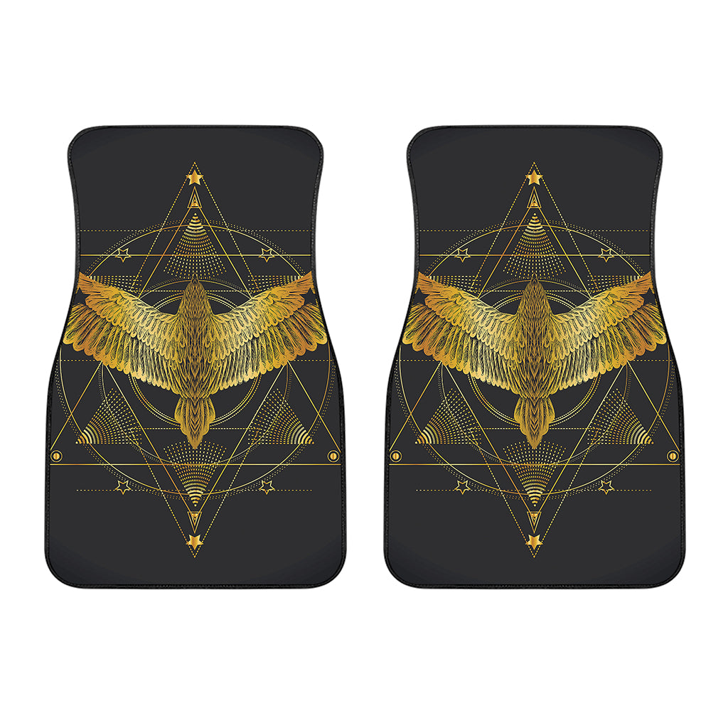 Golden Spiritual Bird Print Front Car Floor Mats