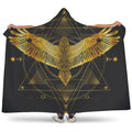 Golden Spiritual Bird Print Hooded Blanket