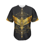 Golden Spiritual Bird Print Men's Baseball Jersey