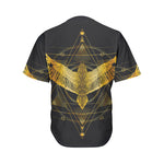 Golden Spiritual Bird Print Men's Baseball Jersey