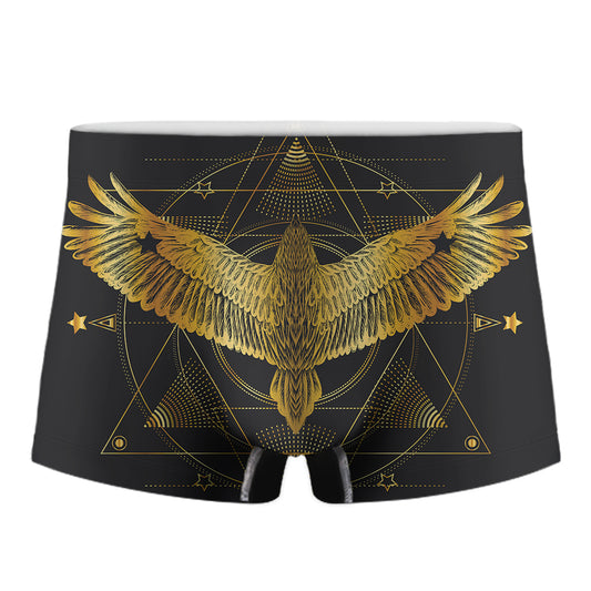 Golden Spiritual Bird Print Men's Boxer Briefs