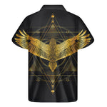 Golden Spiritual Bird Print Men's Short Sleeve Shirt