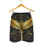 Golden Spiritual Bird Print Men's Shorts