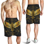 Golden Spiritual Bird Print Men's Shorts