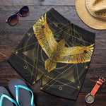 Golden Spiritual Bird Print Men's Shorts