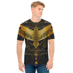 Golden Spiritual Bird Print Men's T-Shirt