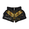 Golden Spiritual Bird Print Muay Thai Boxing Shorts