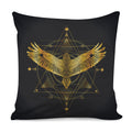 Golden Spiritual Bird Print Pillow Cover