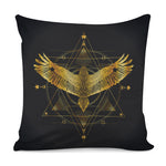Golden Spiritual Bird Print Pillow Cover