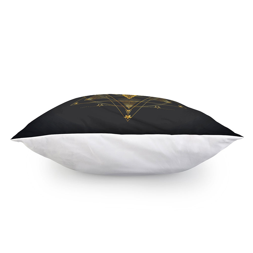 Golden Spiritual Bird Print Pillow Cover