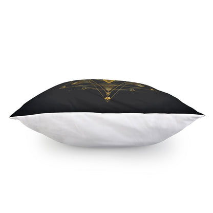 Golden Spiritual Bird Print Pillow Cover