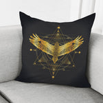 Golden Spiritual Bird Print Pillow Cover