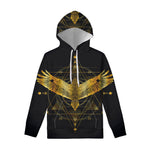 Golden Spiritual Bird Print Pullover Hoodie