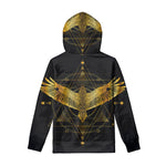 Golden Spiritual Bird Print Pullover Hoodie