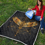 Golden Spiritual Bird Print Quilt