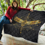 Golden Spiritual Bird Print Quilt