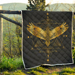 Golden Spiritual Bird Print Quilt