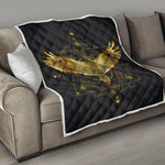 Golden Spiritual Bird Print Quilt