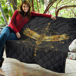 Golden Spiritual Bird Print Quilt