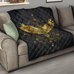 Golden Spiritual Bird Print Quilt