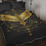 Golden Spiritual Bird Print Quilt Bed Set