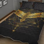 Golden Spiritual Bird Print Quilt Bed Set