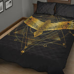 Golden Spiritual Bird Print Quilt Bed Set