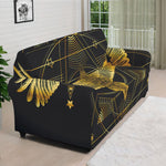 Golden Spiritual Bird Print Sofa Cover