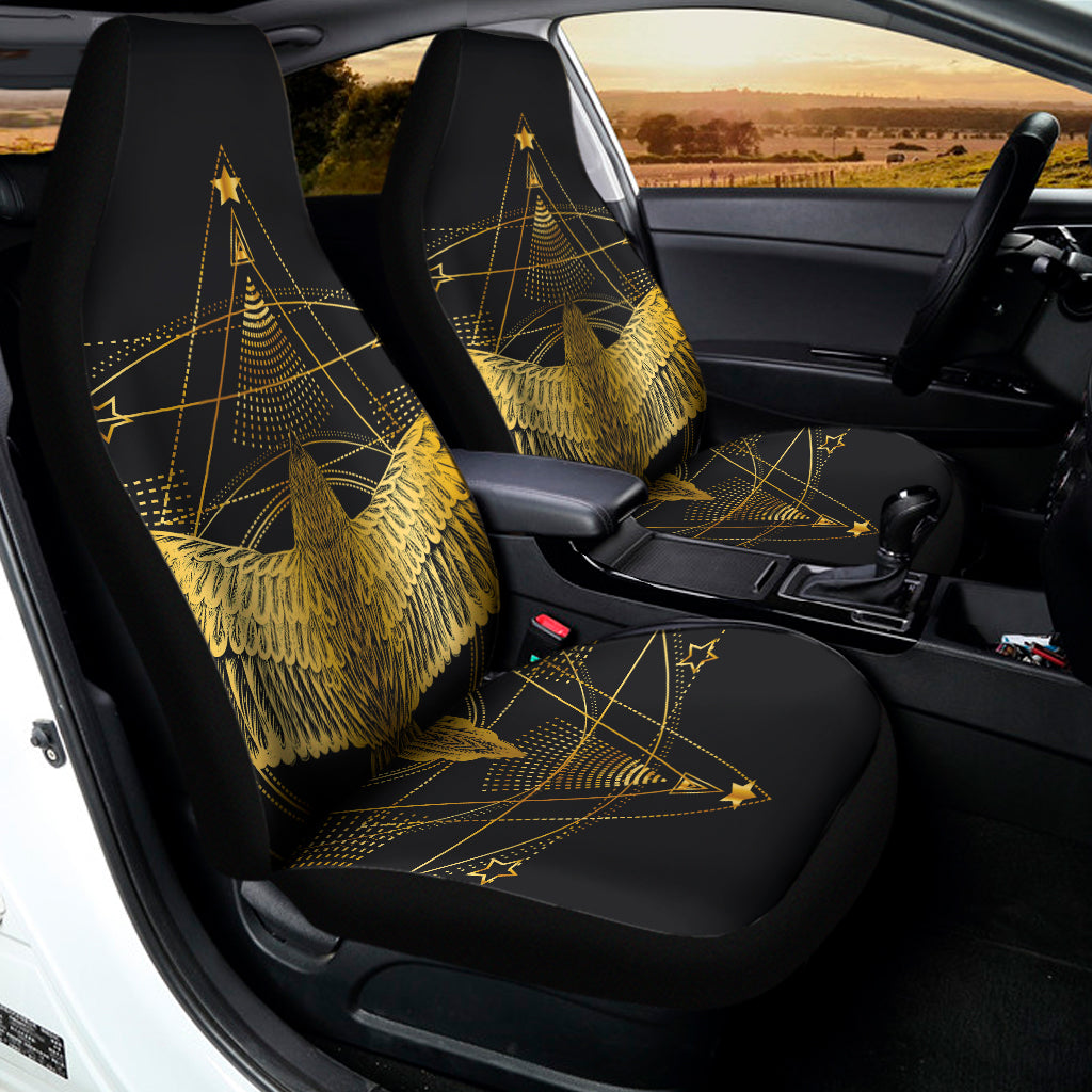 Golden Spiritual Bird Print Universal Fit Car Seat Covers