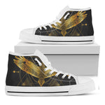 Golden Spiritual Bird Print White High Top Shoes
