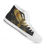 Golden Spiritual Bird Print White High Top Shoes