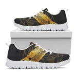 Golden Spiritual Bird Print White Sneakers